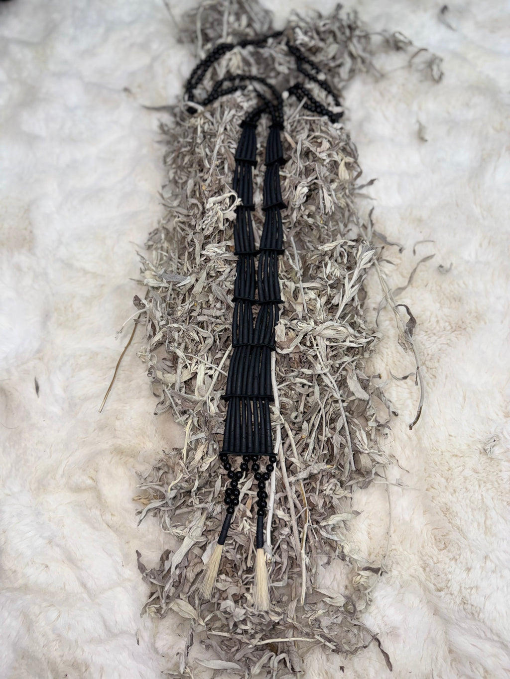 Black Handpainted Dentalium breastplate.