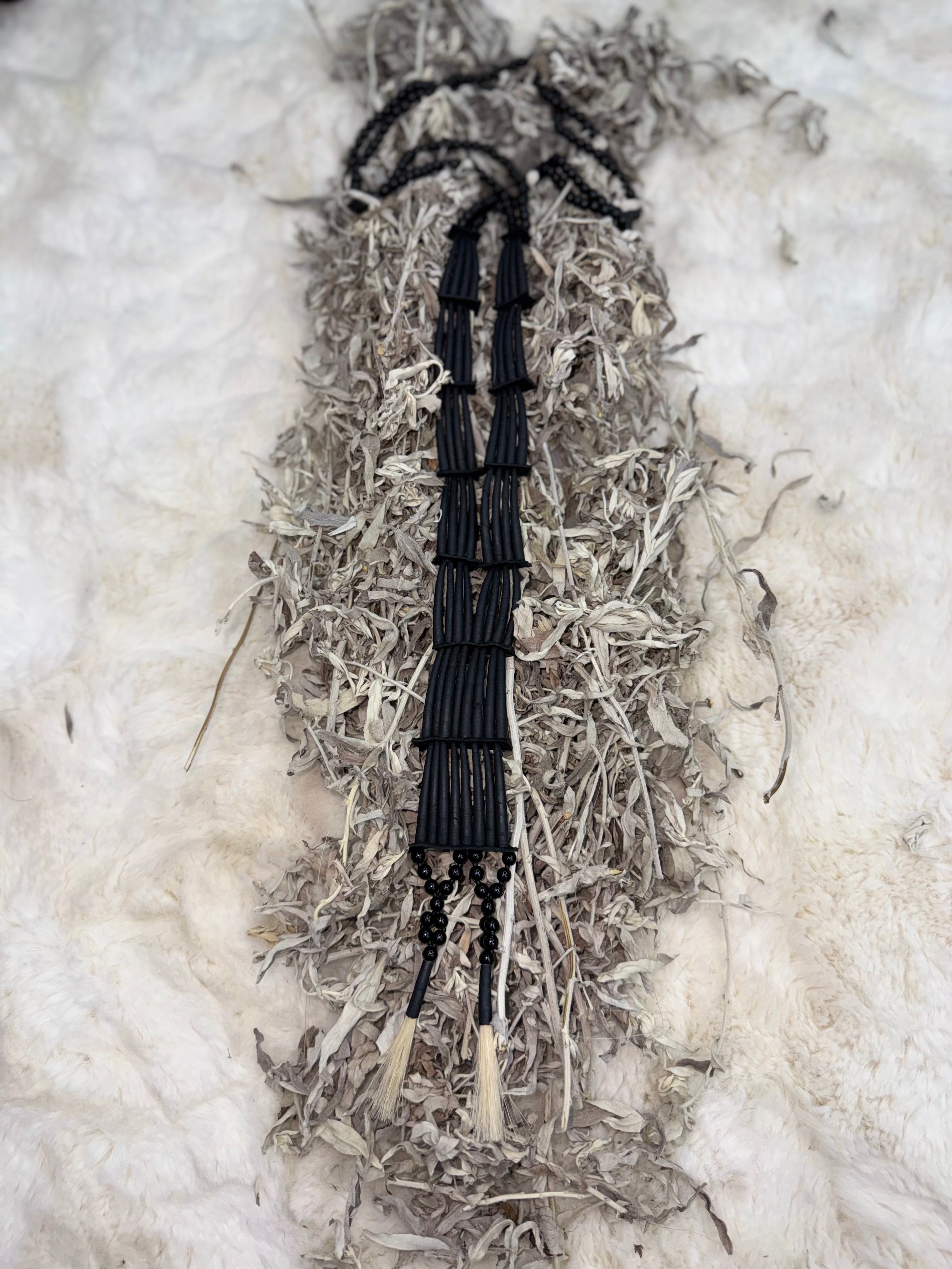 Black Handpainted Dentalium breastplate.